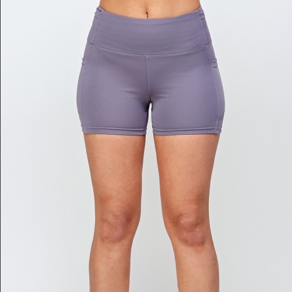 Solid color high waist yoga bike shorts - Picture 5 of 7